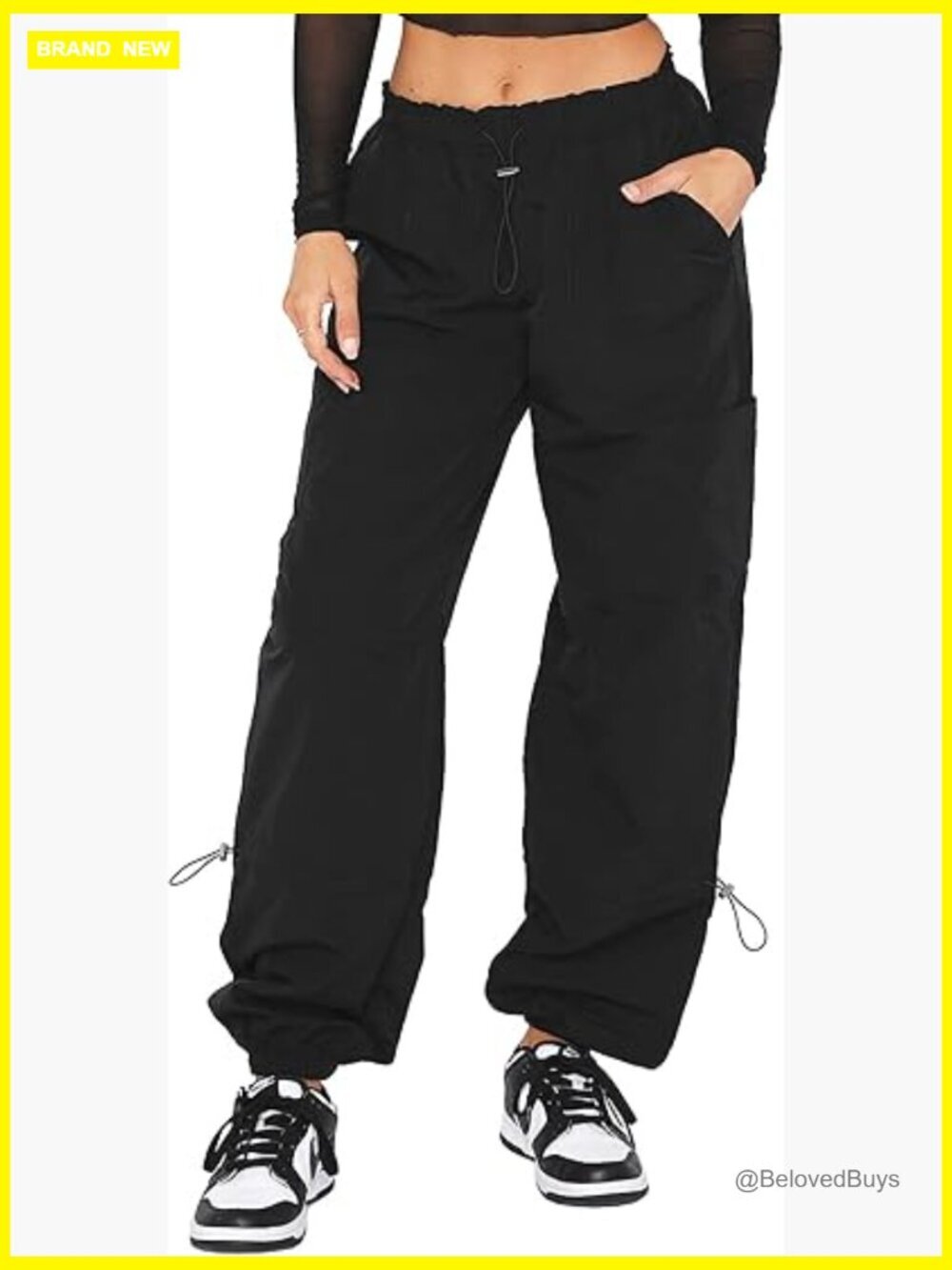 Baggy Cargo Parachute Pants Y2K Festival Hiking Camping Ultra Light